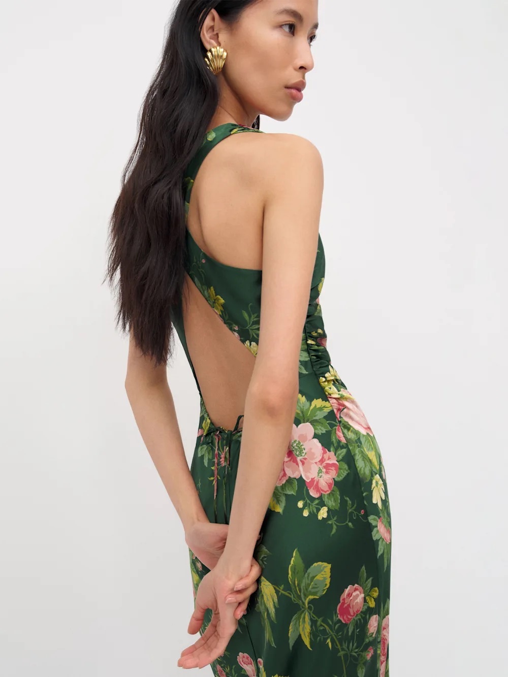 Reformation Anaiis Silk Maxi Dress in Belvedere NWT 4 - Picture 5 of 6